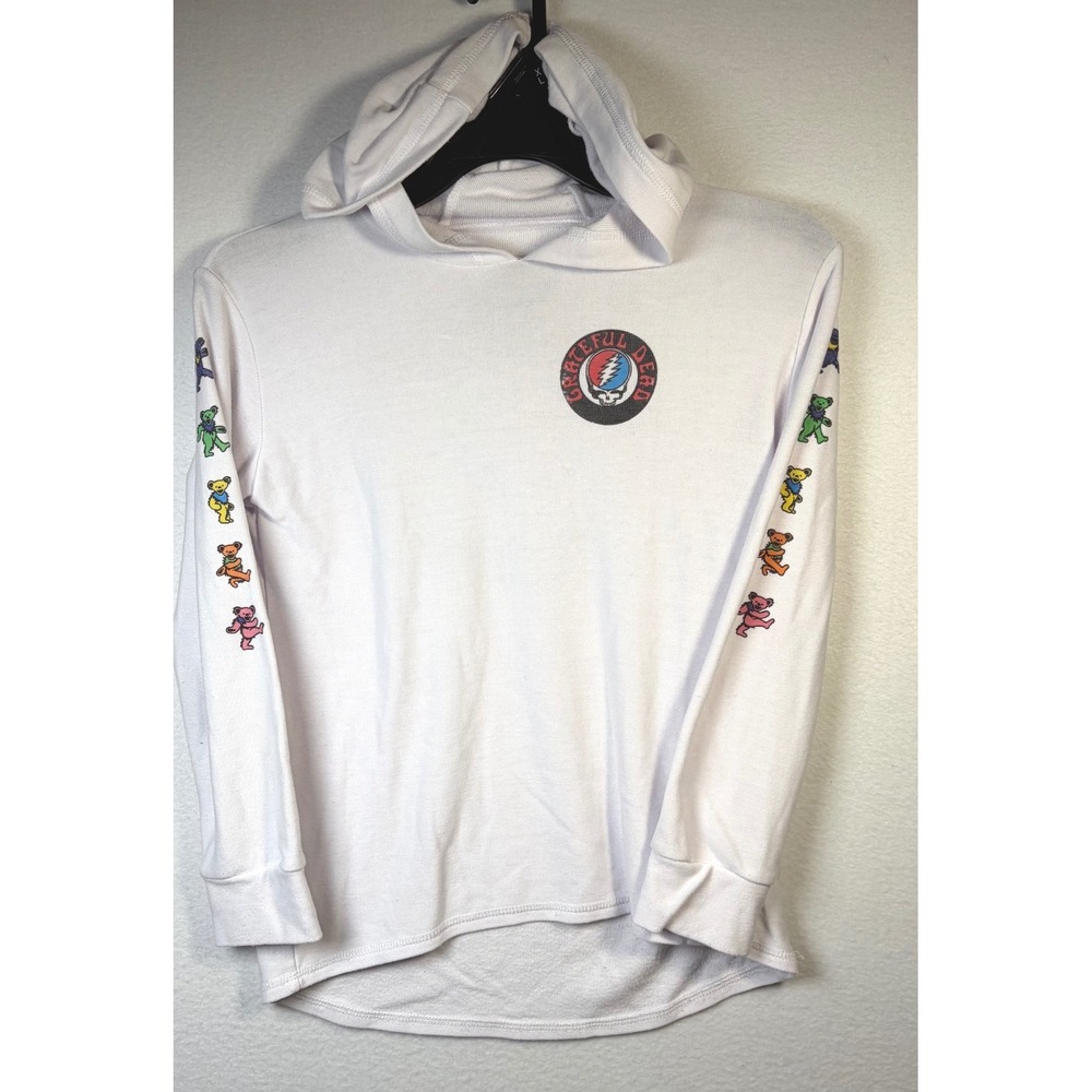 Chaser Grateful Dead Hoodie Kids Size 12 White Excellent Dancing Bears Graphic